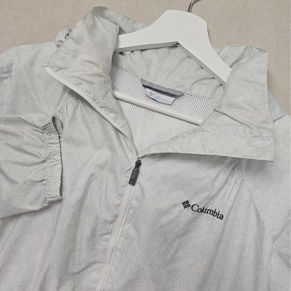 Columbia Flash Forward Womens Medium Windbreaker White Geometric Lightweight